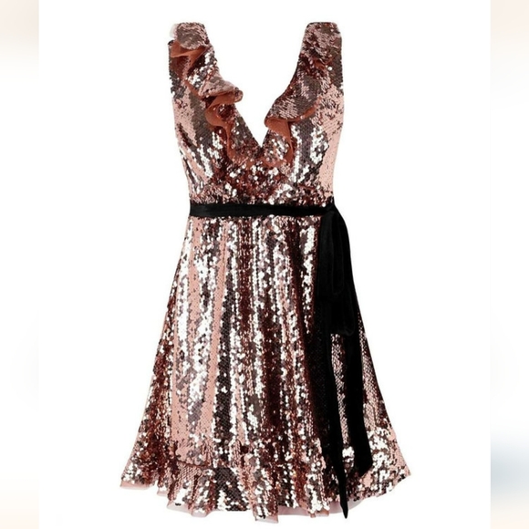 Free People Rose Gold Sequin Tribeca NWT Dress Size 0 - Picture 4 of 14